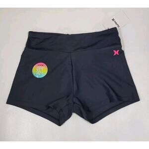 Hurley Girls Swim Shorts Bikini Tankini Swimsuit Bottoms Girls size L Black Pink